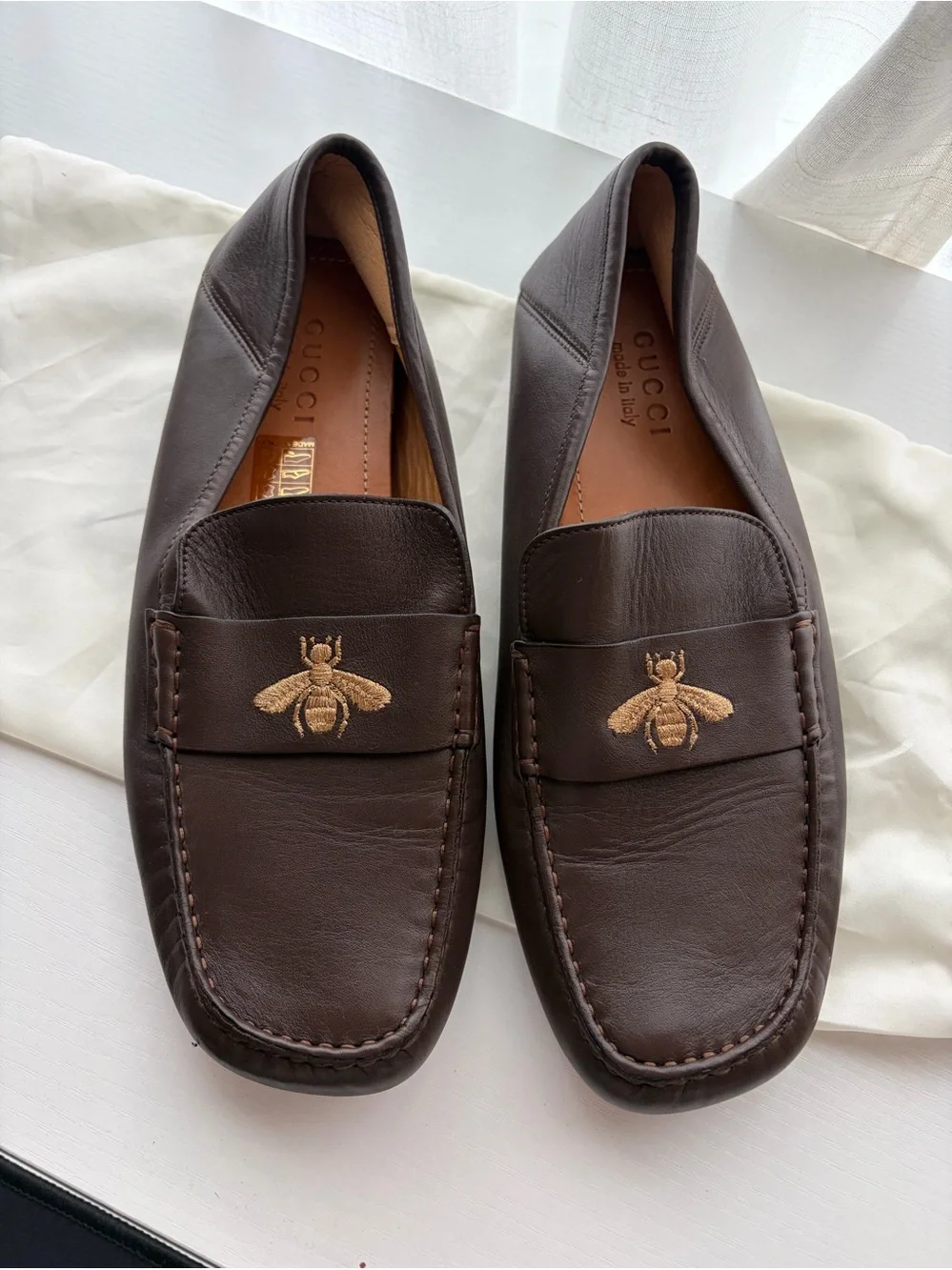 Gucci men’s driving loafers bee sz UK 8 US 9